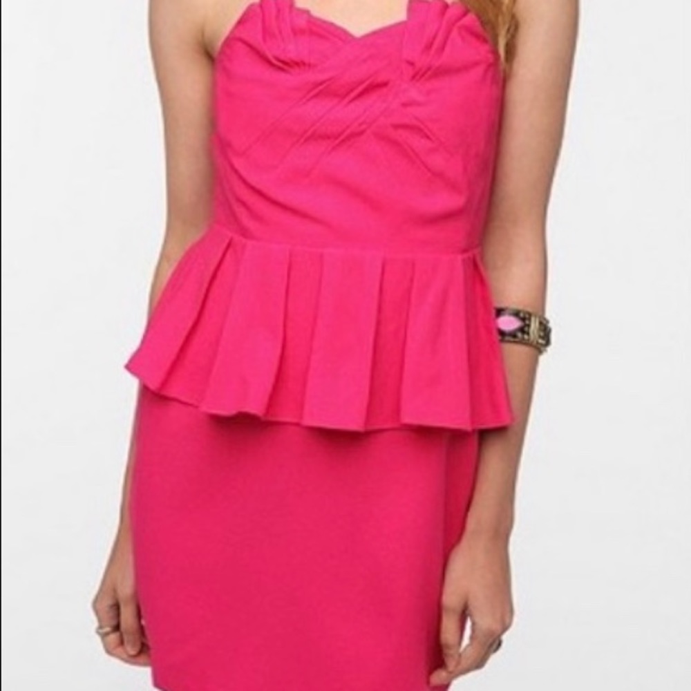 OU Pins & Needles Hot Pink Strapless Dress
